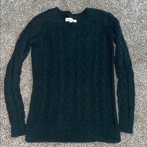 LOFT Dark Green Cable Knit Sweater